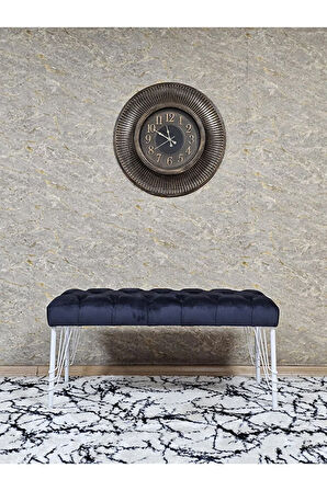 Beyaz Boyalı Tel Ayaklı 90 cm Puf Bench - Puf - Bench - Kasalı Oturak - Oturak - Yatak Ucu Puf Füme Renk 90 x 41 Boyut/Ebat