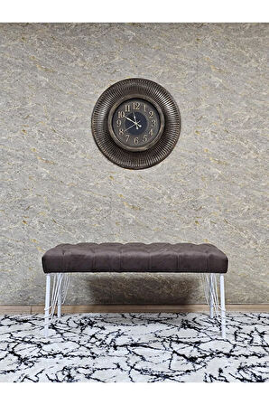 Beyaz Boyalı Tel Ayaklı 90 cm Puf Bench - Puf - Bench - Kasalı Oturak - Oturak - Yatak Ucu Puf Kahverengi Renk 90 x 41 Boyut/Ebat