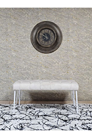 Beyaz Boyalı Tel Ayaklı 90 cm Puf Bench - Puf - Bench - Kasalı Oturak - Oturak - Yatak Ucu Puf Krem Renk 90 x 41 Boyut/Ebat