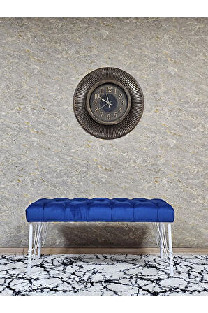 Beyaz Boyalı Tel Ayaklı 90 cm Puf Bench - Puf - Bench - Kasalı Oturak - Oturak - Yatak Ucu Puf Mavi Renk 90 x 41 Boyut/Ebat