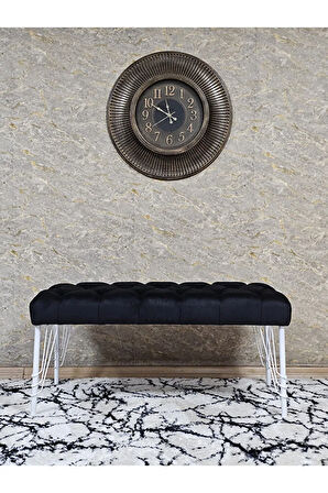 Beyaz Boyalı Tel Ayaklı 90 cm Puf Bench - Puf - Bench - Kasalı Oturak - Oturak - Yatak Ucu Puf Siyah Renk 90 x 41 Boyut/Ebat