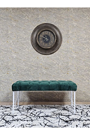 Beyaz Boyalı Tel Ayaklı 90 cm Puf Bench - Puf - Bench - Kasalı Oturak - Oturak - Yatak Ucu Puf Yeşil Renk 90 x 41 Boyut/Ebat