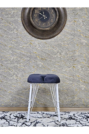 Kare Beyaz Boyalı Telli Ayaklı Tabure - Oturak - Bar Taburesi - Ayaklı Tabure Füme Renk 33 x 48 Boyut/Ebat