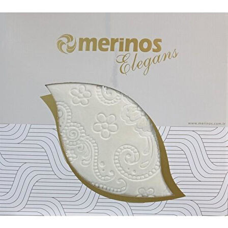 Merinos Elegans Çift Kişilik Battaniye Çiçek Desen Battaniye Kemik  220x240 cm