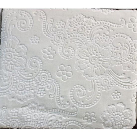 Merinos Elegans Çift Kişilik Battaniye Çiçek Desen Battaniye Kemik  220x240 cm