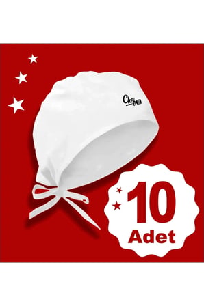 Chef Baskılı Beyaz Bone ,10 Lu Bone| Özel Tasarım Aşcı Bone ve Bandanası