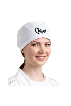 Chef Baskılı Beyaz Bone ,10 Lu Bone| Özel Tasarım Aşcı Bone ve Bandanası