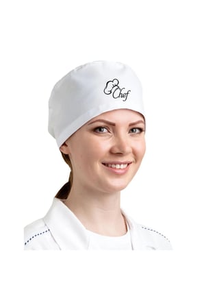 İnce Chef Baskılı Beyaz 10 Lu Set Bone | Chef Basıkılı Beyaz Bone | Özel Tasarım Aşçı Ve Şef Bonesi