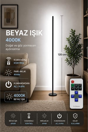LUMINA Orjinal Beyaz 6000K Kumandalı Lambader 120 CM