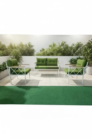2+1+1 Beyaz profil Balkon-bahçe-kafe- Çay Seti-koltuk Takımı-oturma Grubu-ofis Koltuğu
