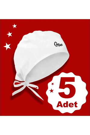 Chef Baskılı Beyaz Bone ,5 Li Bone| Özel Tasarım Aşcı Bone ve Bandanası