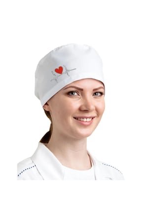 Kalp GIrafili Beyaz Bone | Özel Tasarım Aşcı Doktor Bone ve Bandanası