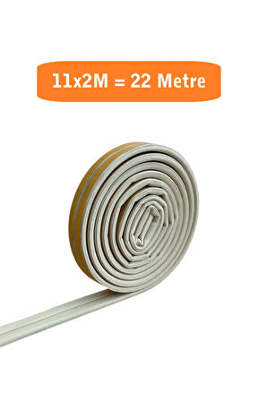 Kapı Pencere Fitili Yapışkanlı (Beyaz) Kapı Pencere Bandı Bantları 11x2 Metre= 22 Metre