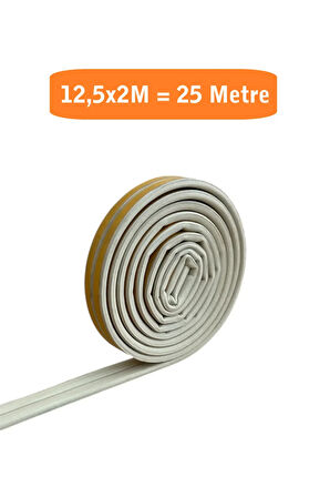 Kapı Pencere Fitili Yapışkanlı (Beyaz) Kapı Pencere Bandı Bantları 12,5x2 Metre= 25 Metre