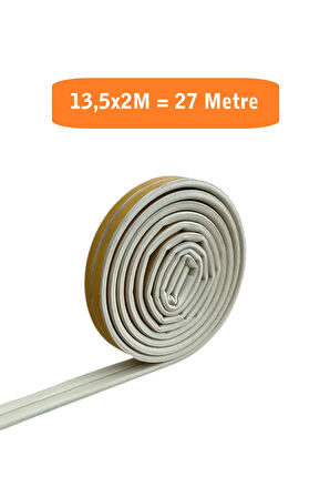 Kapı Pencere Fitili Yapışkanlı (Beyaz) Kapı Pencere Bandı Bantları 13,5x2 Metre= 27 Metre
