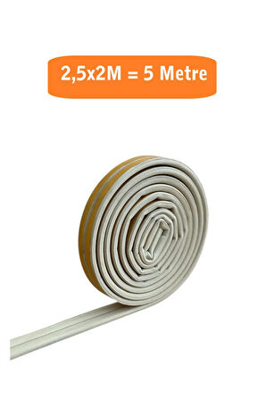 Kapı Pencere Fitili Yapışkanlı (Beyaz) Kapı Pencere Bandı Bantları 2x2,5 Metre= 5Metre