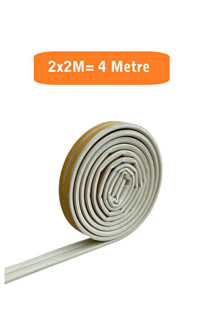 Kapı Pencere Fitili Yapışkanlı ( Beyaz) Kapı Pencere Bandı Bantları 2x2Metre=4 Metre