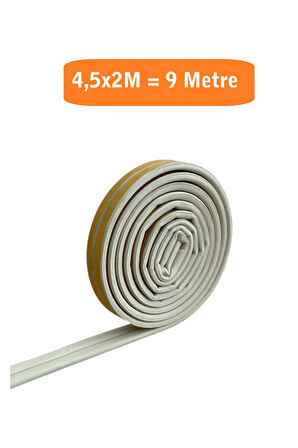 Kapı Pencere Fitili Yapışkanlı (Beyaz) Kapı Pencere Bandı Bantları 4,5x2 Metre= 9 Metre