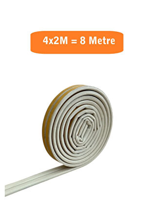 Kapı Pencere Fitili Yapışkanlı (Beyaz) Kapı Pencere Bandı Bantları 4x2 Metre= 8 Metre