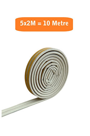Kapı Pencere Fitili Yapışkanlı (Beyaz) Kapı Pencere Bandı Bantları 5x2 Metre= 10 Metre