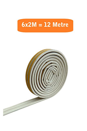 Kapı Pencere Fitili Yapışkanlı (Beyaz) Kapı Pencere Bandı Bantları 6x2 Metre= 12 Metre