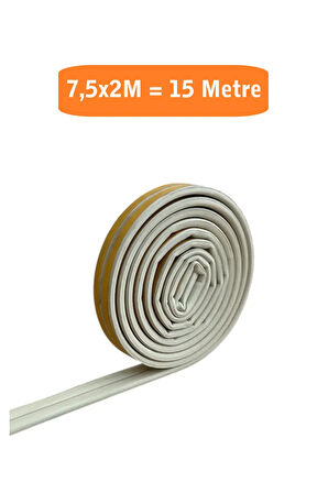Kapı Pencere Fitili Yapışkanlı (Beyaz) Kapı Pencere Bandı Bantları 7,5x2 Metre= 15 Metre