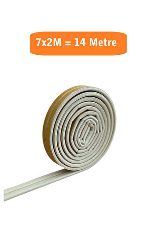 Kapı Pencere Fitili Yapışkanlı (Beyaz) Kapı Pencere Bandı Bantları 7x2 Metre= 14 Metre