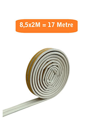 Kapı Pencere Fitili Yapışkanlı (Beyaz) Kapı Pencere Bandı Bantları 8,5x2 Metre= 17Metre
