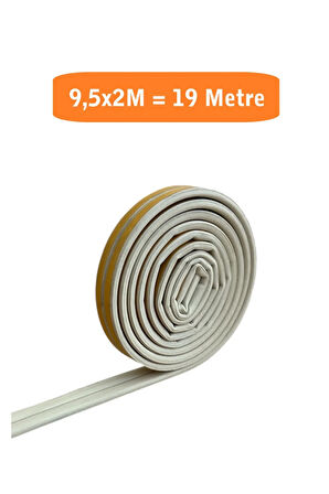 Kapı Pencere Fitili Yapışkanlı (Beyaz) Kapı Pencere Bandı Bantları 9,5x2 Metre= 19 Metre
