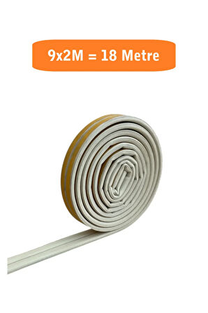 Kapı Pencere Fitili Yapışkanlı (Beyaz) Kapı Pencere Bandı Bantları 9x2 Metre= 18Metre