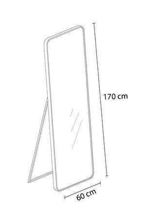 Real Oval Kesimli Metal Çerçeveli Ayaklı Boy Aynası Salon Aynası Yatak Odası Aynası 60 x 170 cm