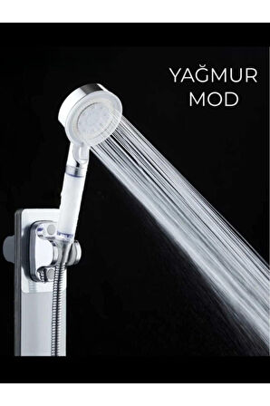 5 Fonksiyonlu Krom Beyaz Çelik Filtreli Kireç Önleyici Yüksek Basınçlı Tasarruflu Banyo Duş Başlığı