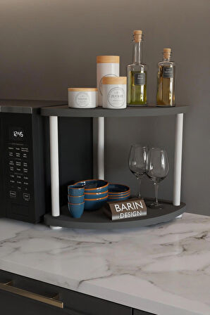 Çift Katlı Çevir Tak Kahve Köşesi Raf Çok Amaçlı Mutfak Standı Mutfak Rafı Tezgah Üstü Düzenleyici