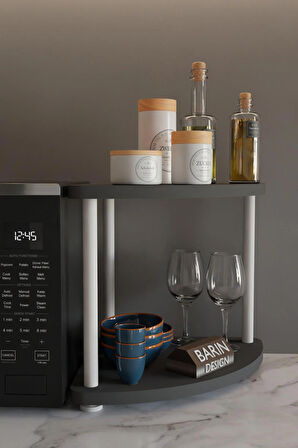 Çift Katlı Çevir Tak Kahve Köşesi Raf Çok Amaçlı Mutfak Standı Mutfak Rafı Tezgah Üstü Düzenleyici