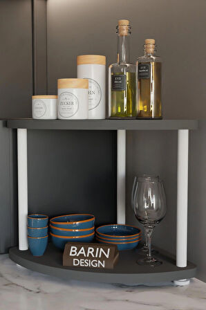 Çift Katlı Çevir Tak Kahve Köşesi Raf Çok Amaçlı Mutfak Standı Mutfak Rafı Tezgah Üstü Düzenleyici