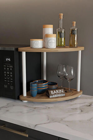 Çift Katlı Çevir Tak Kahve Köşesi Raf Çok Amaçlı Mutfak Standı Mutfak Rafı Tezgah Üstü Düzenleyici