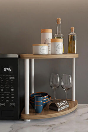 Çift Katlı Çevir Tak Kahve Köşesi Raf Çok Amaçlı Mutfak Standı Mutfak Rafı Tezgah Üstü Düzenleyici