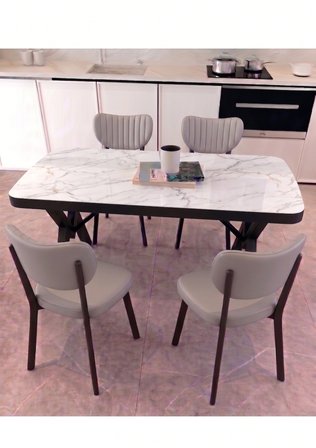  70x110 Sabit Mutfak Yemek Masası Takımı + 4 Adet Elma Sandalye