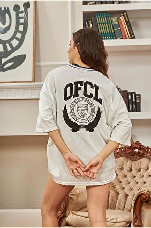 Ofcl Baskılı Oversize Kolej Gömlek