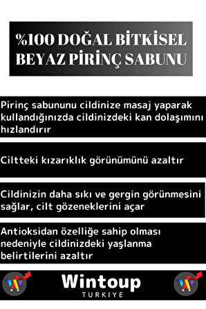 Doğal %100 Saf Özel Üretim Cilt Sorunlarında Etkili Proteinli Beyaz Pirinç Sabunu 1 Adet