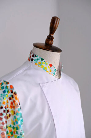 Aşçı Ceketi ithal Kumaş Desenli Unisex Çıtçıtlı Uzun Kollu Chef Aşçı Mutfak Ceketi