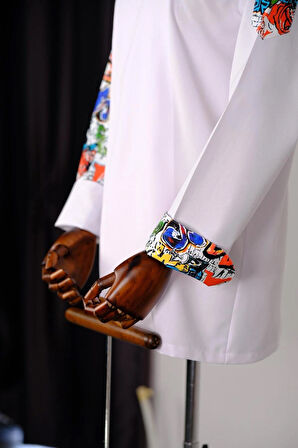 Aşçı Ceketi ithal Kumaş Desenli Unisex Çıtçıtlı Uzun Kollu Chef Aşçı Mutfak Ceketi