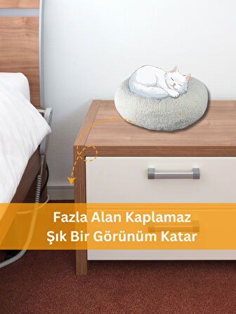 Beylini Kedi Köpek Yatağı Peluş Kumaş Minderli Konforlu Oyun Uyku Alanı Yatağı Krem 50X50