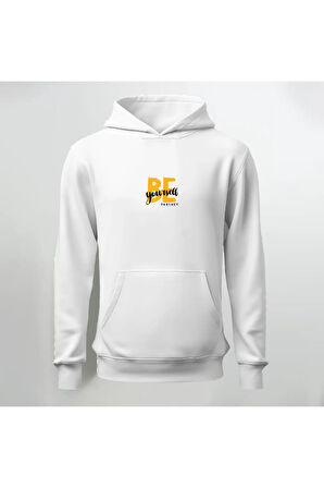 Be Yourself Baskılı Kapüşonlu Sweatshirt Hoodie Kalın Kumaş 3 İplik Şardonlu