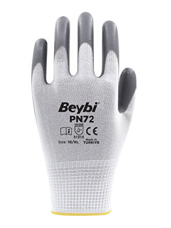 Beybi Polyester-Nitril İş Eldiveni PN72 No: 10 GRİ - 3 Çift