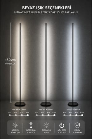 LUMINA Orjinal Beyaz 6000K Kumandalı Lambader 150 CM