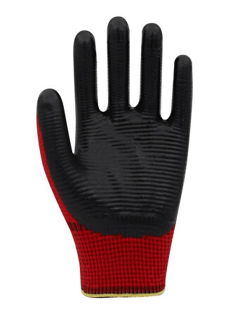 Beybi Polyester-Nitril İş Eldiveni PN5 Zebra No: 10 KIRMIZI - 3 Çift