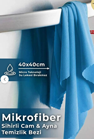 Mikrofiber 4'lü 40*40 Su Emici İz Bırakmayan Antibakteriyel Cam Temizlik Bezi Seti 