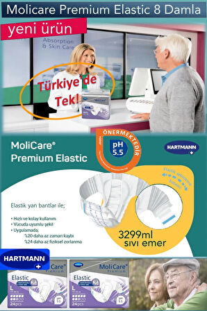 MOLİCARE 8 DAMLA 3220 GR EMİŞ KAPASİTELİ BELBANTLI HASTA BEZİ LARGE 24 ADET