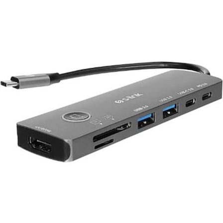 Gri Metal HDMI OnOff, 7 in 1 Çoklu Bağlantı Destekler